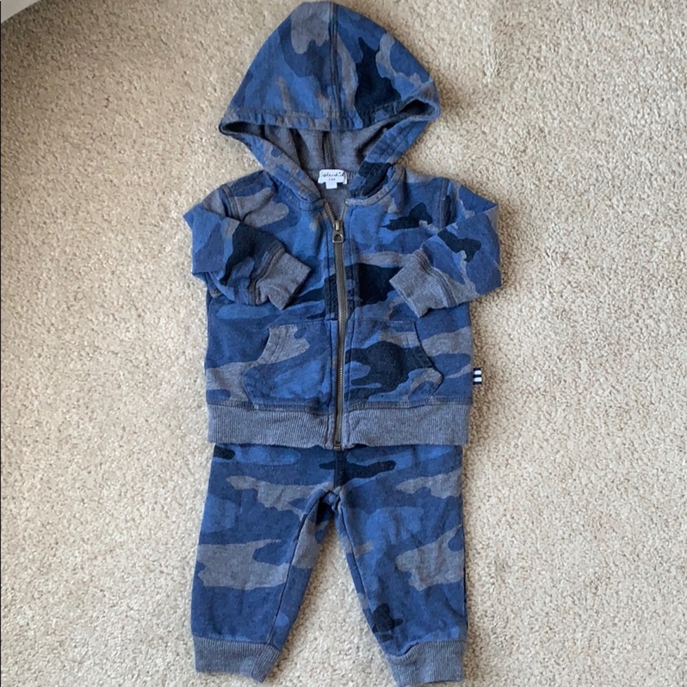 Splendid Kids | Blue/Grey Camo sweatsuit